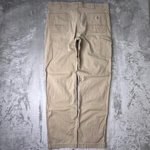 Distressed Carhartt Relaxed Fit Tan Khaki Baggy Carpenter Pants Size 38X34